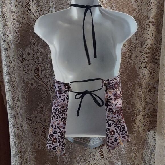 New Kona Sol Boho Top Women's Size S Lavendar Floral Geometric Halter shelf bra - Picture 4 of 7